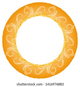 Decorative frame. Elegant element for design in Eastern style, place for text. Floral golden border. Lace illustration for invitations and greeting cards