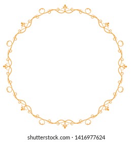 Decorative frame. Elegant element for design in Eastern style, place for text. Floral golden border. Lace illustration for invitations and greeting cards