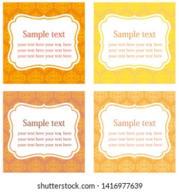 Decorative frame. Elegant element for design in Eastern style, place for text. Floral golden border. Lace illustration for invitations and greeting cards