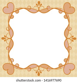 Decorative frame. Elegant element for design in Eastern style, place for text. Floral golden border. Lace illustration for invitations and greeting cards