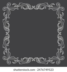 Decorative frame Elegant element for design. Floral black and white border. Lace illustration for invitations and greeting cards. - Vector.