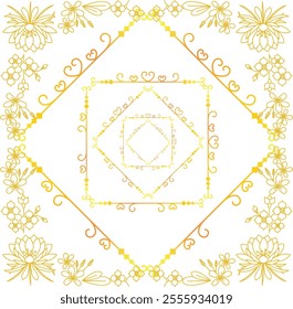 Decorative frame Elegant element for design in Eastern style, place for text. Floral golden border