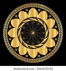 Decorative frame Elegant element for design in Eastern style, place for text. Floral golden border. Lace illustration for invitations and greeting cards.
