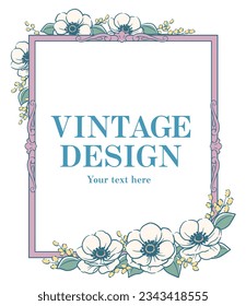 Decorative frame with elegant flowers in vintage style. Vector illustration.