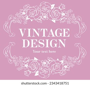 Decorative frame with elegant flowers in vintage style. Vector illustration.