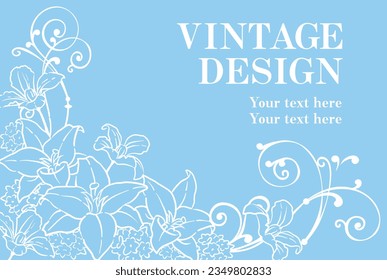 Decorative frame with elegant flowers in vintage style. Vector illustration.