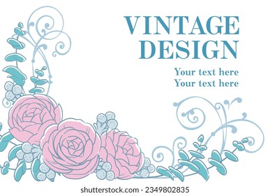 Decorative frame with elegant flowers in vintage style. Vector illustration.