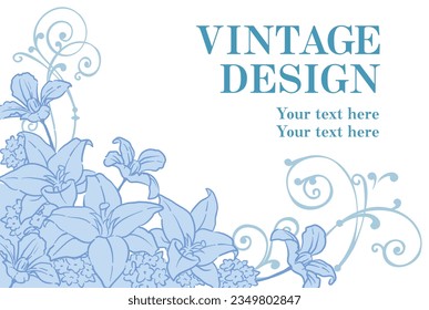 Decorative frame with elegant flowers in vintage style. Vector illustration.