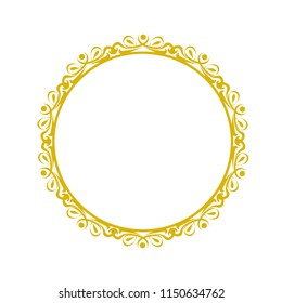 Decorative frame, elegant golden vector element round border on white, stock vector illustration