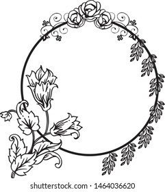 Decorative frame with elegant leaves and flower. Vector