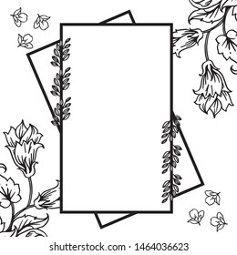 Decorative frame with elegant leaves and flower. Vector