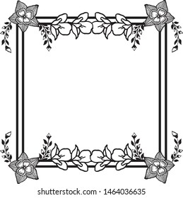 Decorative frame with elegant leaves and flower. Vector