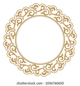 Decorative frame. Elegant vector element for design in Eastern style, place for text. Golden outline floral border. Lace illustration for invitations and greeting cards