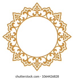 Decorative frame. Elegant vector element for design in Eastern style, place for text. Floral golden border. Lace illustration for invitations and greeting cards.