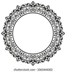 Decorative frame. Elegant vector element for design in Eastern style, place for text. Floral black border. Lace illustration for invitations and greeting cards