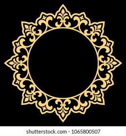 Decorative frame. Elegant vector element for design in Eastern style, place for text. Floral golden border. Lace illustration for invitations and greeting cards.