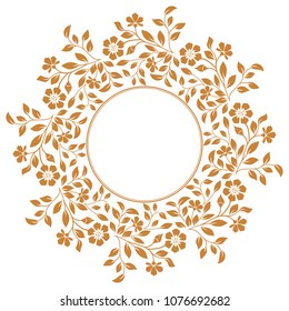 Decorative frame. Elegant vector element for design in Eastern style, place for text. Floral golden border. Lace illustration for invitations and greeting cards.