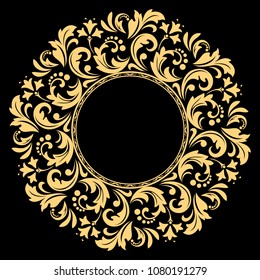 Decorative frame. Elegant vector element for design in Eastern style, place for text. Floral golden border. Lace illustration for invitations and greeting cards.