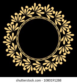 Decorative frame. Elegant vector element for design in Eastern style, place for text. Floral golden border. Lace illustration for invitations and greeting cards.