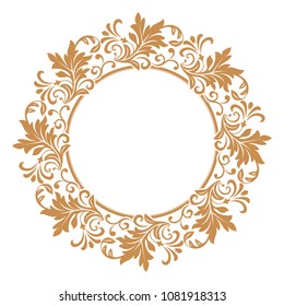 Decorative frame. Elegant vector element for design in Eastern style, place for text. Floral golden border. Lace illustration for invitations and greeting cards.