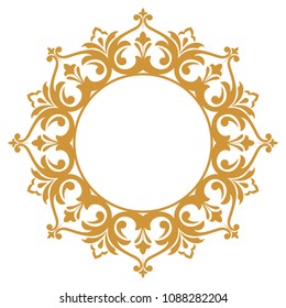 Decorative frame. Elegant vector element for design in Eastern style, place for text. Floral golden border. Lace illustration for invitations and greeting cards.