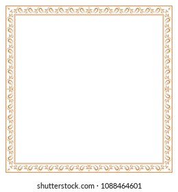 Decorative frame. Elegant vector element for design in Eastern style, place for text. Floral golden border. Lace illustration for invitations and greeting cards.