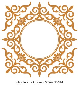 Decorative frame. Elegant vector element for design in Eastern style Floral golden border. Lace illustration