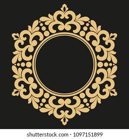 Decorative frame. Elegant vector element for design in Eastern style Floral golden border. Lace illustration