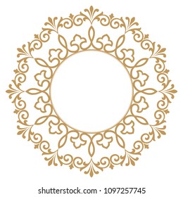 Decorative frame. Elegant vector element for design in Eastern style, place for text. Floral golden border. Lace illustration for invitations and greeting cards.