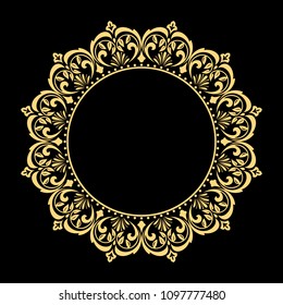 Decorative frame. Elegant vector element for design in Eastern style, place for text. Floral golden border. Lace illustration for invitations and greeting cards.