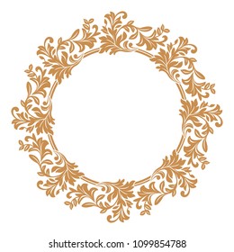 Decorative frame. Elegant vector element for design in Eastern style, place for text. Floral golden border. Lace illustration for invitations and greeting cards.