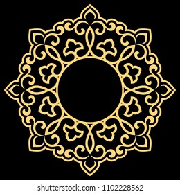 Decorative frame. Elegant vector element for design in Eastern style, place for text. Floral golden border. Lace illustration for invitations and greeting cards.