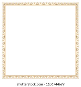 Decorative frame. Elegant vector element for design in Eastern style, place for text. Floral golden border. Lace illustration for invitations and greeting cards.