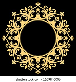 Decorative frame. Elegant vector element for design in Eastern style, place for text. Floral golden border. Lace illustration for invitations and greeting cards.
