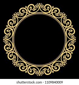 Decorative frame. Elegant vector element for design in Eastern style, place for text. Floral golden border. Lace illustration for invitations and greeting cards.