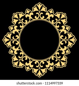 Decorative frame. Elegant vector element for design in Eastern style, place for text. Floral golden border. Lace illustration for invitations and greeting cards.