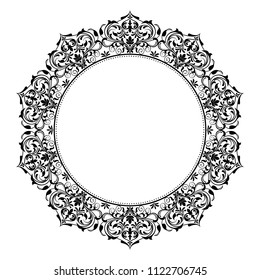 Decorative frame. Elegant vector element for design in Eastern style, place for text. Floral black border. Lace illustration for invitations and greeting cards