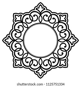 Decorative frame Elegant vector element for design in Eastern style, place for text. Floral black border. Lace illustration for invitations and greeting cards