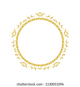 Decorative frame. Elegant vector element for design in Eastern style, place for text. Golden outline floral border. Lace illustration for invitations and greeting cards