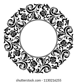 Decorative frame Elegant vector element for design in Eastern style, place for text. Floral black border. Lace illustration for invitations and greeting cards