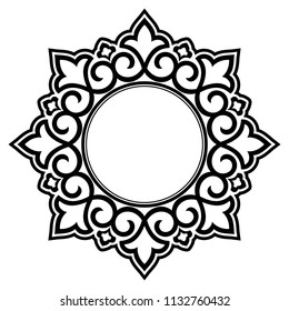 Decorative frame Elegant vector element for design in Eastern style, place for text. Floral black border. Lace illustration for invitations and greeting cards