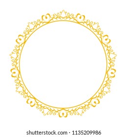 Decorative frame. Elegant vector element for design in Eastern style, place for text. Golden outline floral border. Lace illustration for invitations and greeting cards