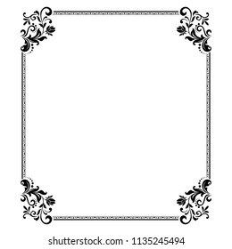 Decorative frame Elegant vector element for design in Eastern style, place for text. Floral black border. Lace illustration for invitations and greeting cards