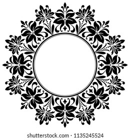 Decorative frame Elegant vector element for design in Eastern style, place for text. Floral black border. Lace illustration for invitations and greeting cards