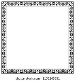 Decorative frame Elegant vector element for design in Eastern style, place for text. Floral black border. Lace illustration for invitations and greeting cards