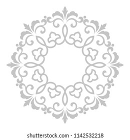 Decorative frame Elegant vector element for design in Eastern style, place for text. Floral grey border. Lace illustration for invitations and greeting cards