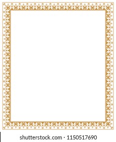 Decorative frame Elegant vector element for design in Eastern style, place for text. Floral golden border. Lace illustration for invitations and greeting cards.