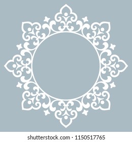 Decorative frame Elegant vector element for design in Eastern style, place for text. Floral blue border. Lace illustration for invitations and greeting cards