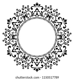 Decorative frame Elegant vector element for design in Eastern style, place for text. Floral black border. Lace illustration for invitations and greeting cards