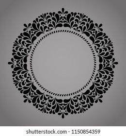 Decorative frame Elegant vector element for design in Eastern style, place for text. Floral black border. Lace illustration for invitations and greeting cards